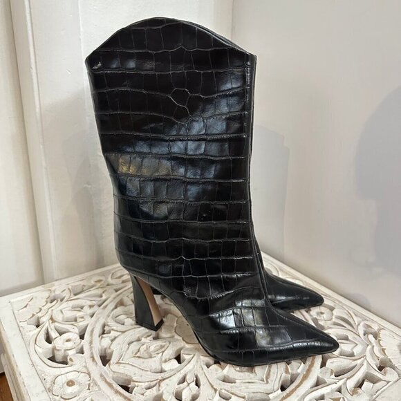 Schutz Alyah boot in embossed croc black 8 - Picture 2 of 9